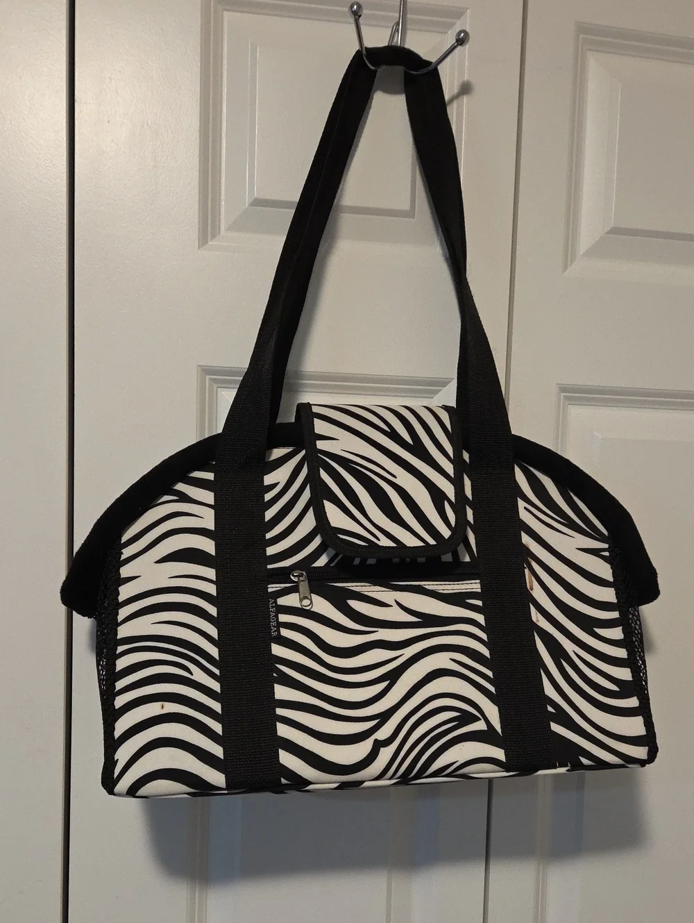 Alfagear Black & White Zebra Print Pet Carrier Bag